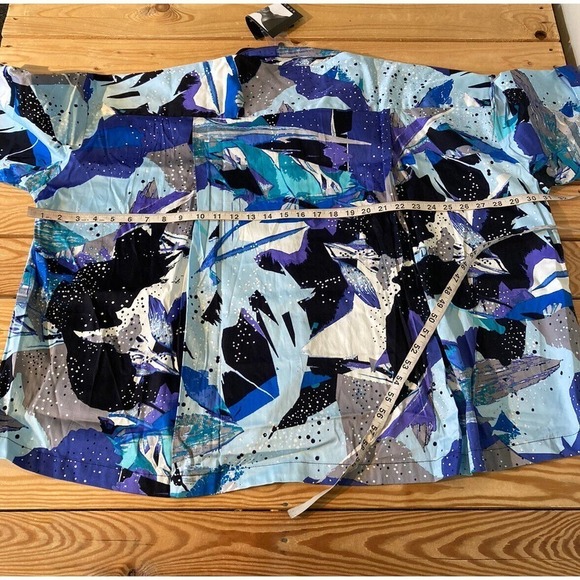 NWT Attitudes By Renee Button Front Shirt Size Large Women’s Blue Printed - Picture 6 of 7